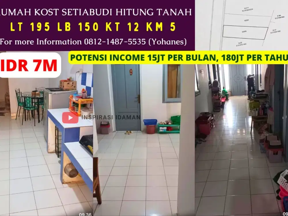 Jual Cepat Rumah kost Setiabudi 12 kamar hitung Tanah