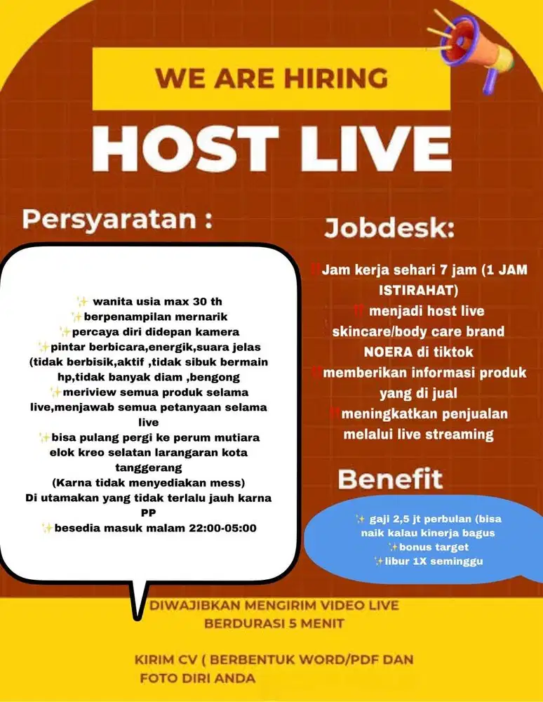 Di cari host live (untuk skincare)