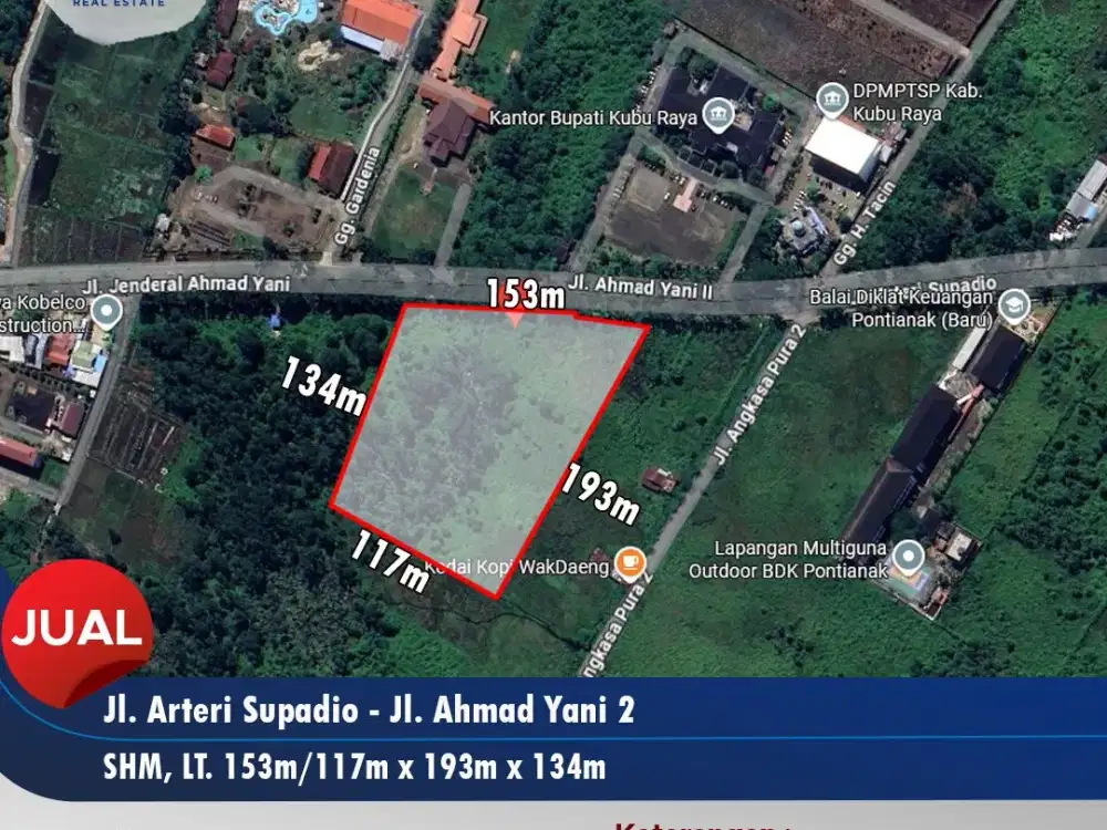 Tanah tepi jalan lokasi arteri supadio, Kubu Raya