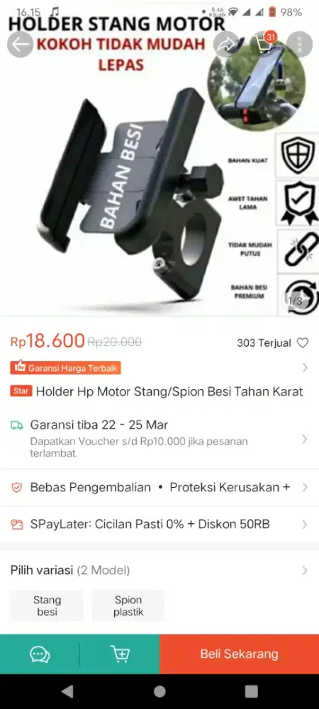 Dijual Holder Hp Stang Motor/ Sepeda