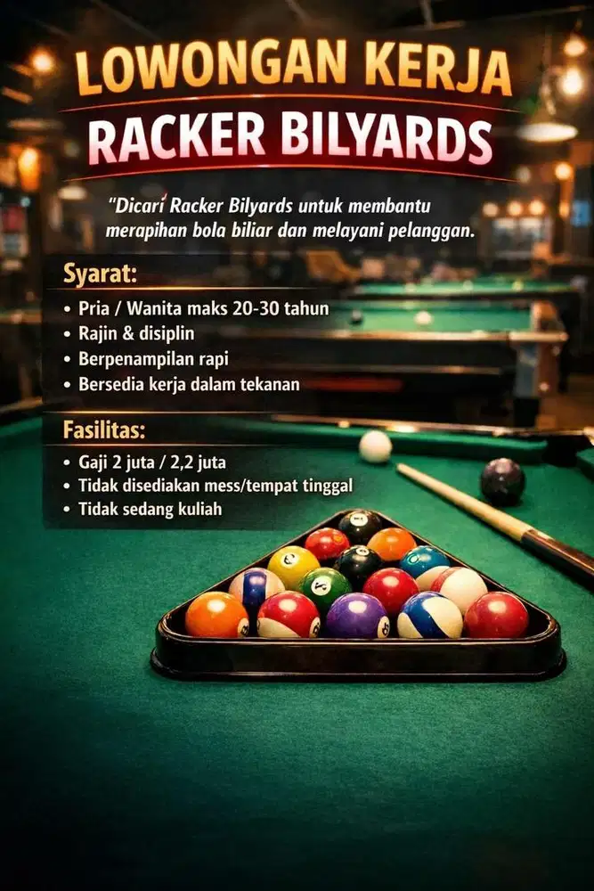 Lowongan kerja racker bilyards