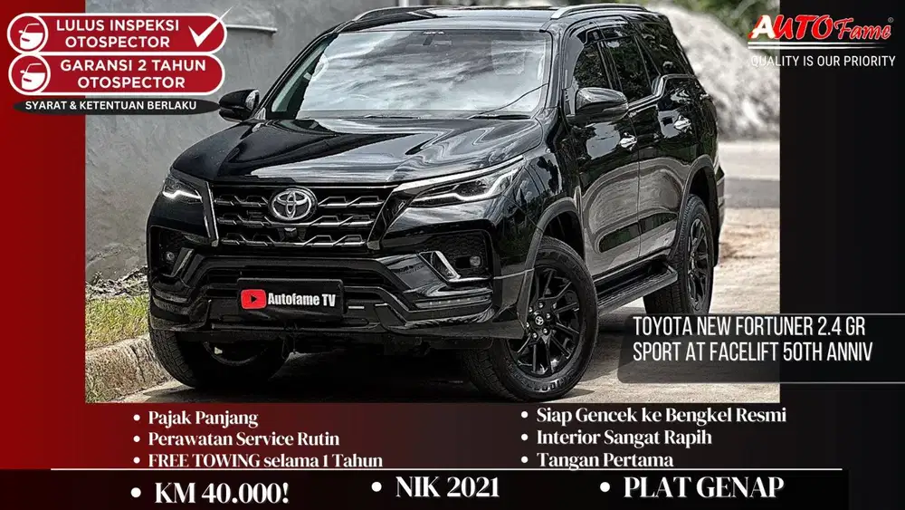 Toyota New Fortuner 2.4 GR Sport AT FACELIFT NIK 2021