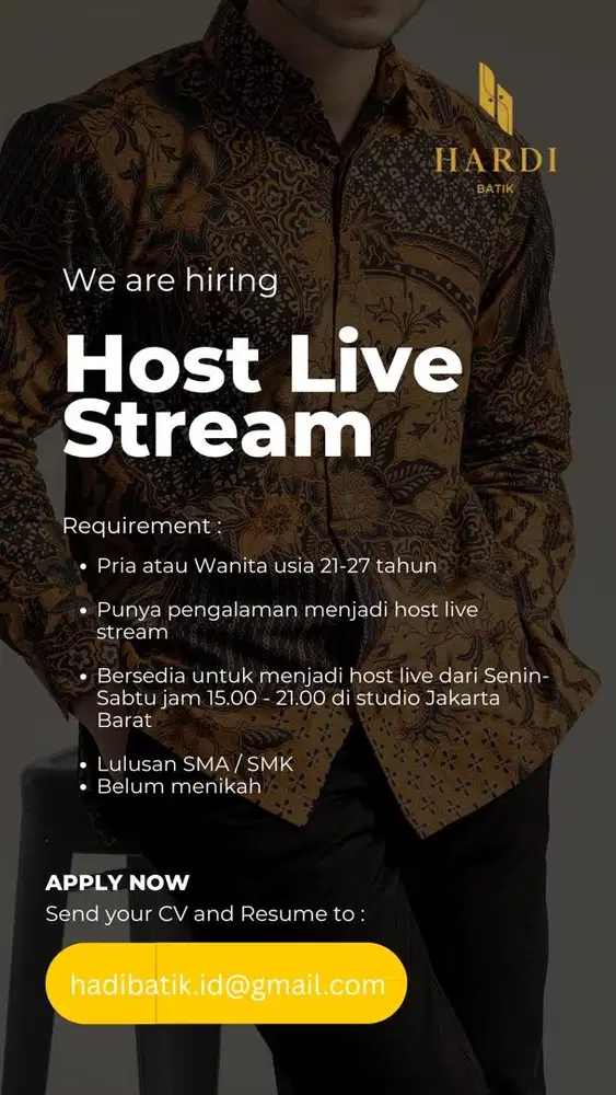 LOWONGAN KERJA HOST LIVE STREAMING