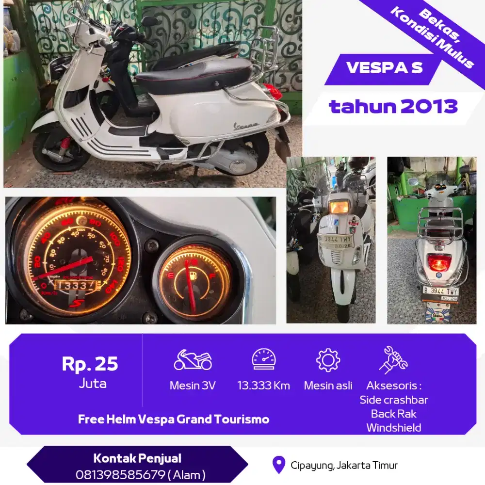 Vespa Piagio S 3V tahun 2013
