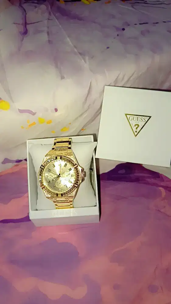 Jam Tangan Merk Guess Mewah Gold