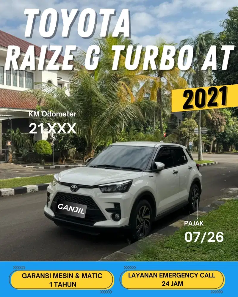 TOYOTA RAIZE G TURBO 2021 AT MATIC / GANJIL