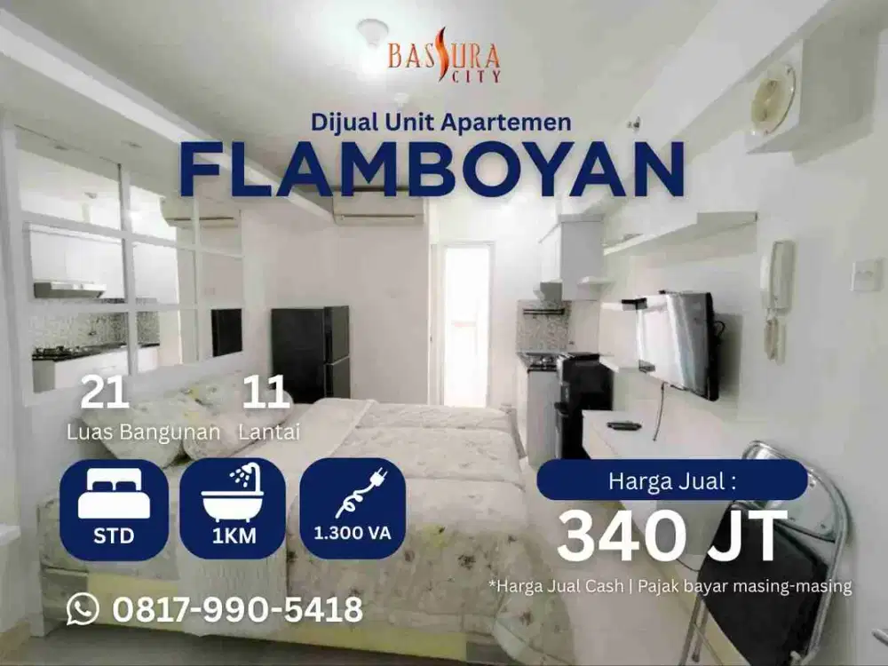 Jual Studio Furnished SHM apartemen Bassura City tower Flamboyan