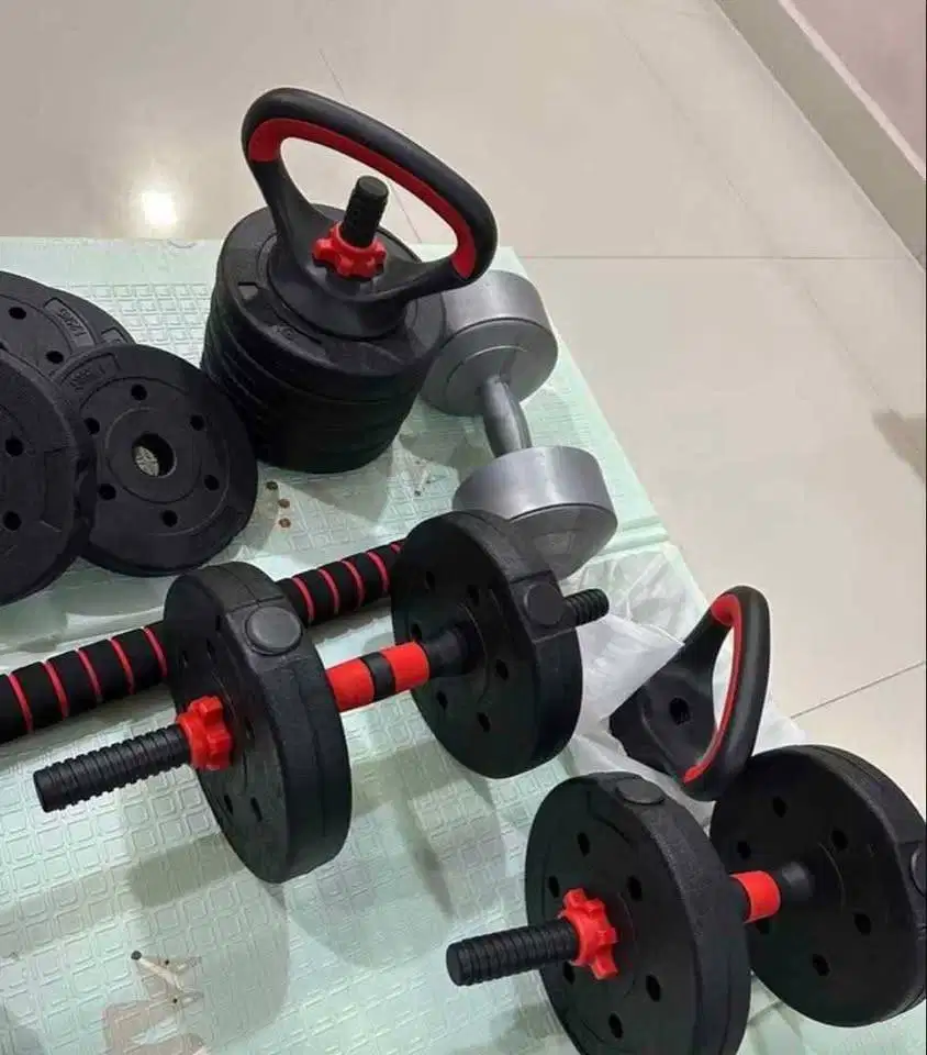 Barbel gym dumble 20kg dengan kettlebell BARU Rp230.000