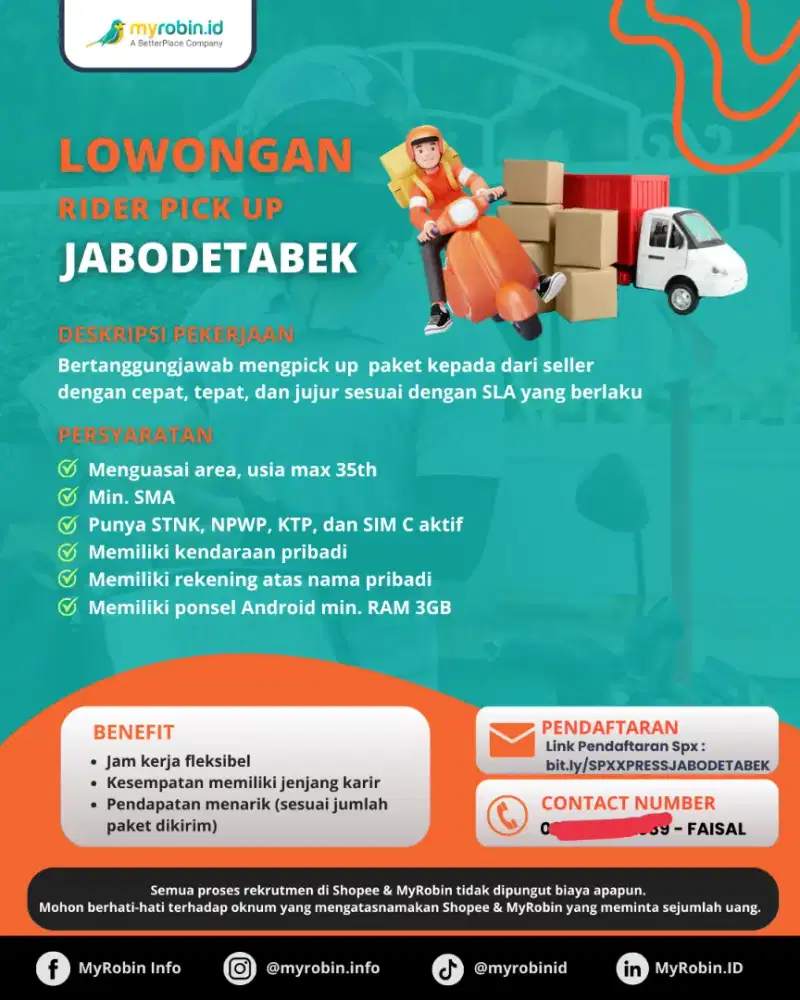 NEED URGENT
KURIR SPX EXPRESS 
(DAFTAR LANGSUNG KERJA)