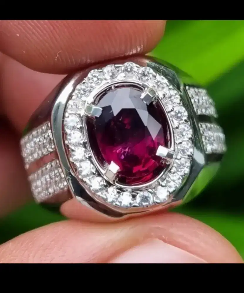 Jual rugi cincin rubellite tourmaline ring perak memo lab