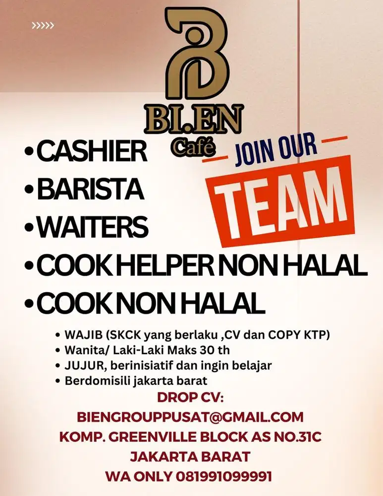 Staff kitchen untuk resto and cafe