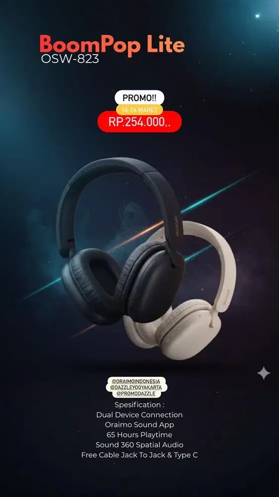 Headphone Oraimo BoomPop Lite OHP-317