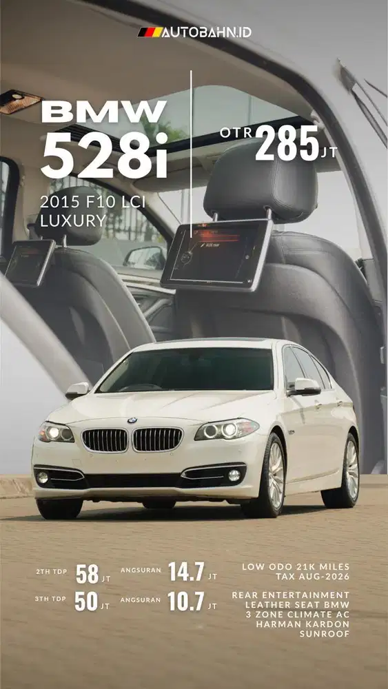 Lowest Odo! BMW 528i Luxury F10 Facelift 2015 RSE Harman Sunroof