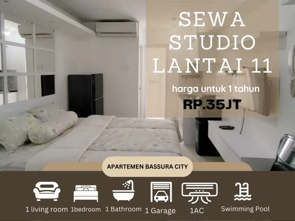 sewa studio full furnish lantai 11 apartemen bassura city