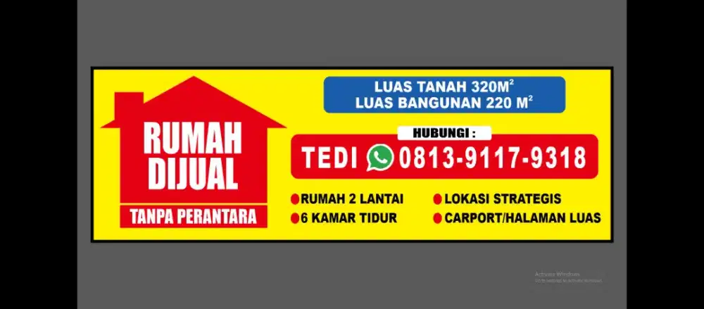 Rumah Strategis lokasi pinggir jalan dijual Segera