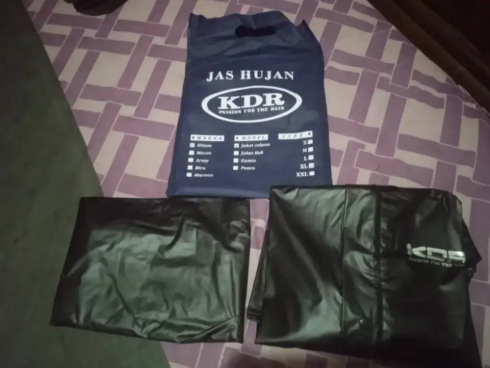 Jas hujan KDR size XL bahan lentur baru poris