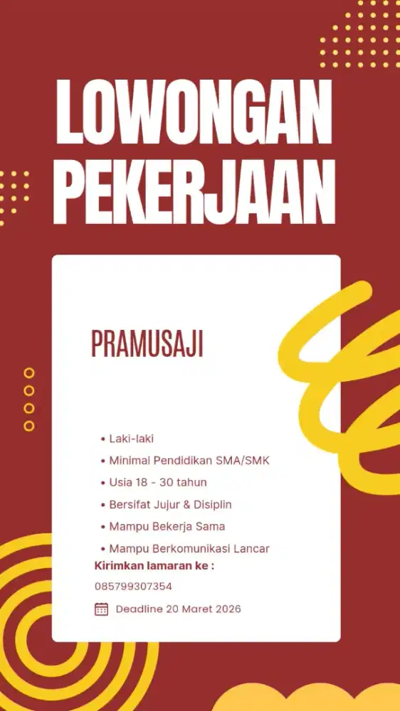 Lowongan kerja pramusaji
