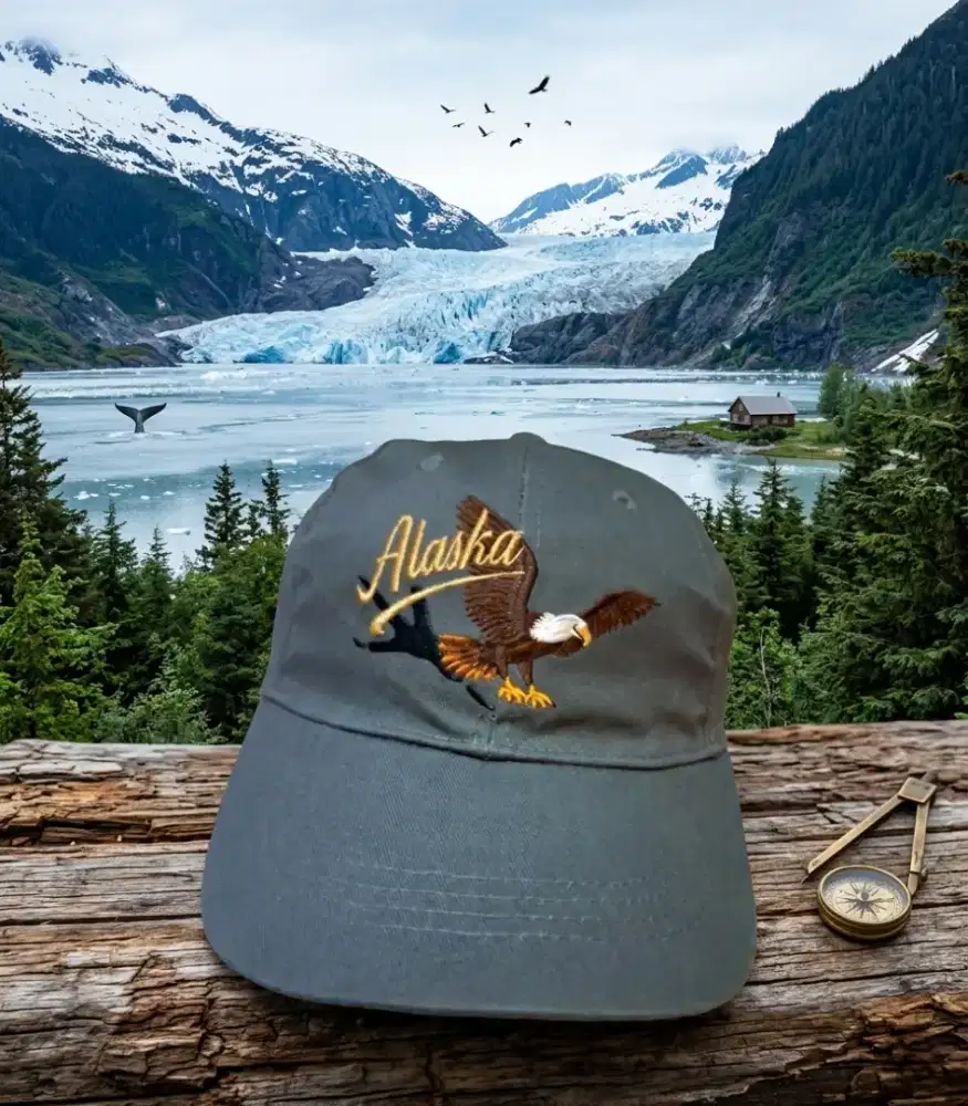 Topi Vintage Logo Burung Elang Alaska Impact Original Second Warna Abu