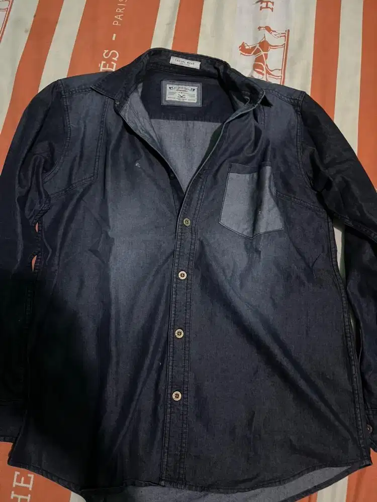 kemeja carvil cotton warna blue jeans