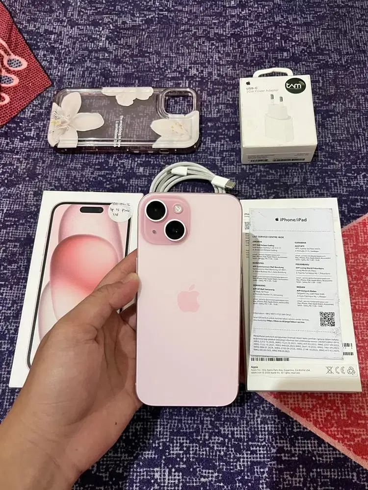 Iphone 15 128gb ibox pink garansi on 2027