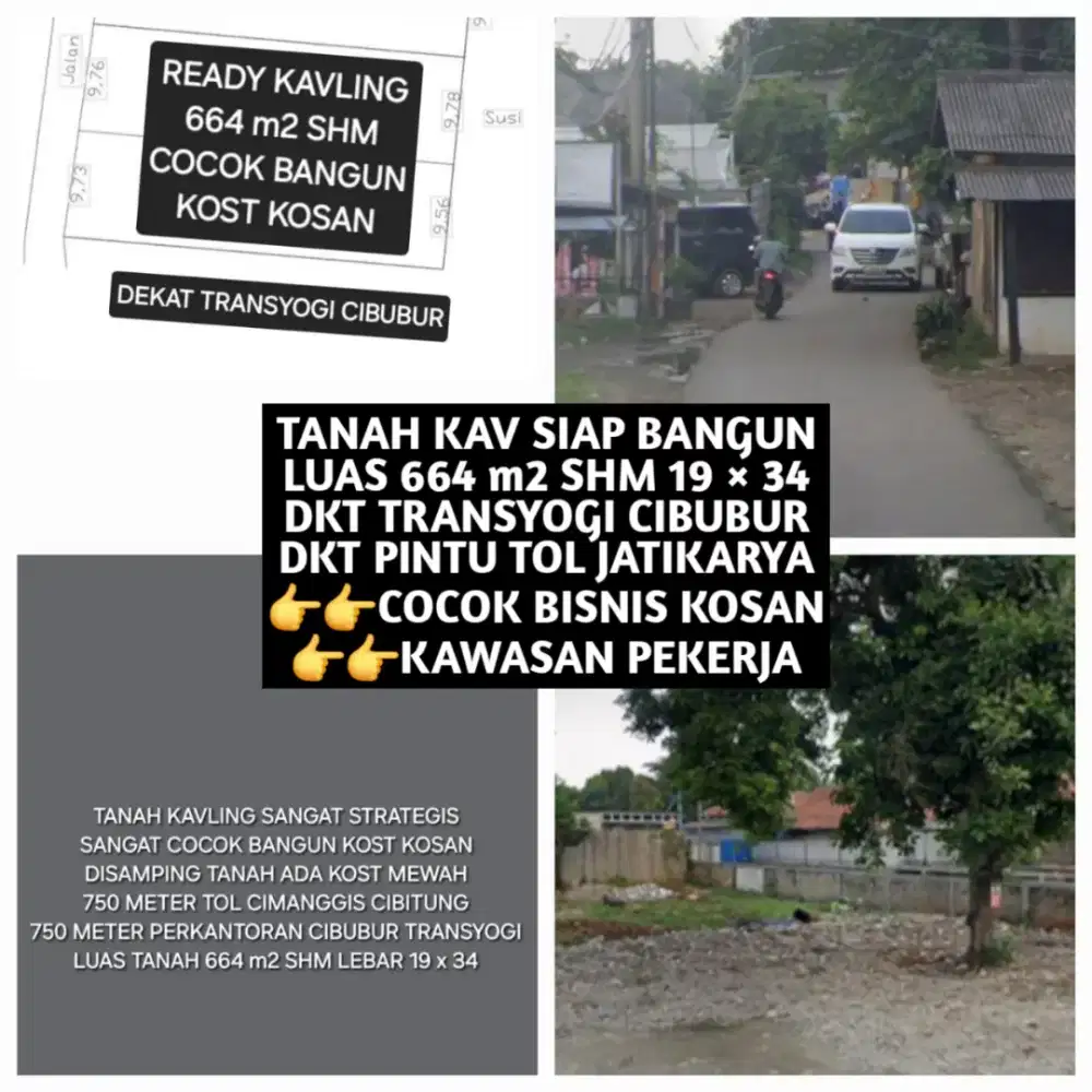 TANAH KAVLING MURAH DEKAT TRANSYOGI CIBUBUR COCOK BANGUN KOST KOSAN
