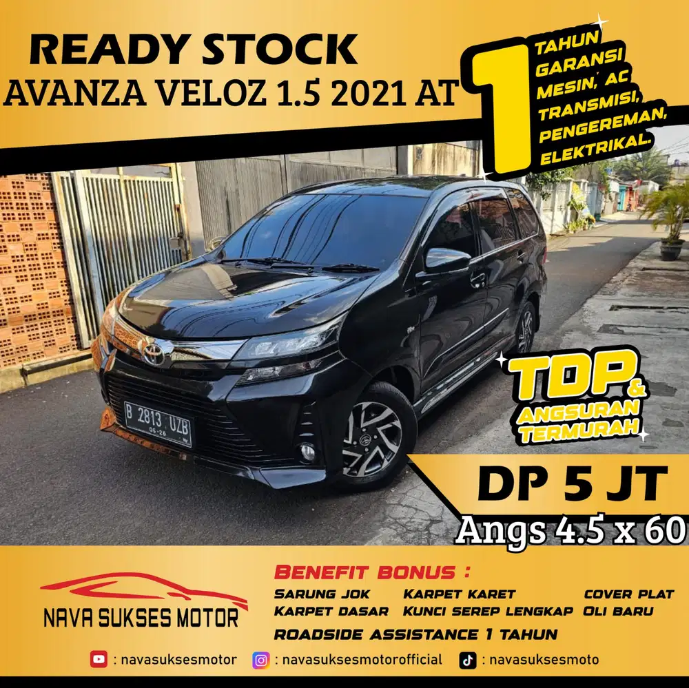TDP 5Jt Angs Termurah Avanza Veloz 1.5 2021 Matic Hitam Low Km LikeNew