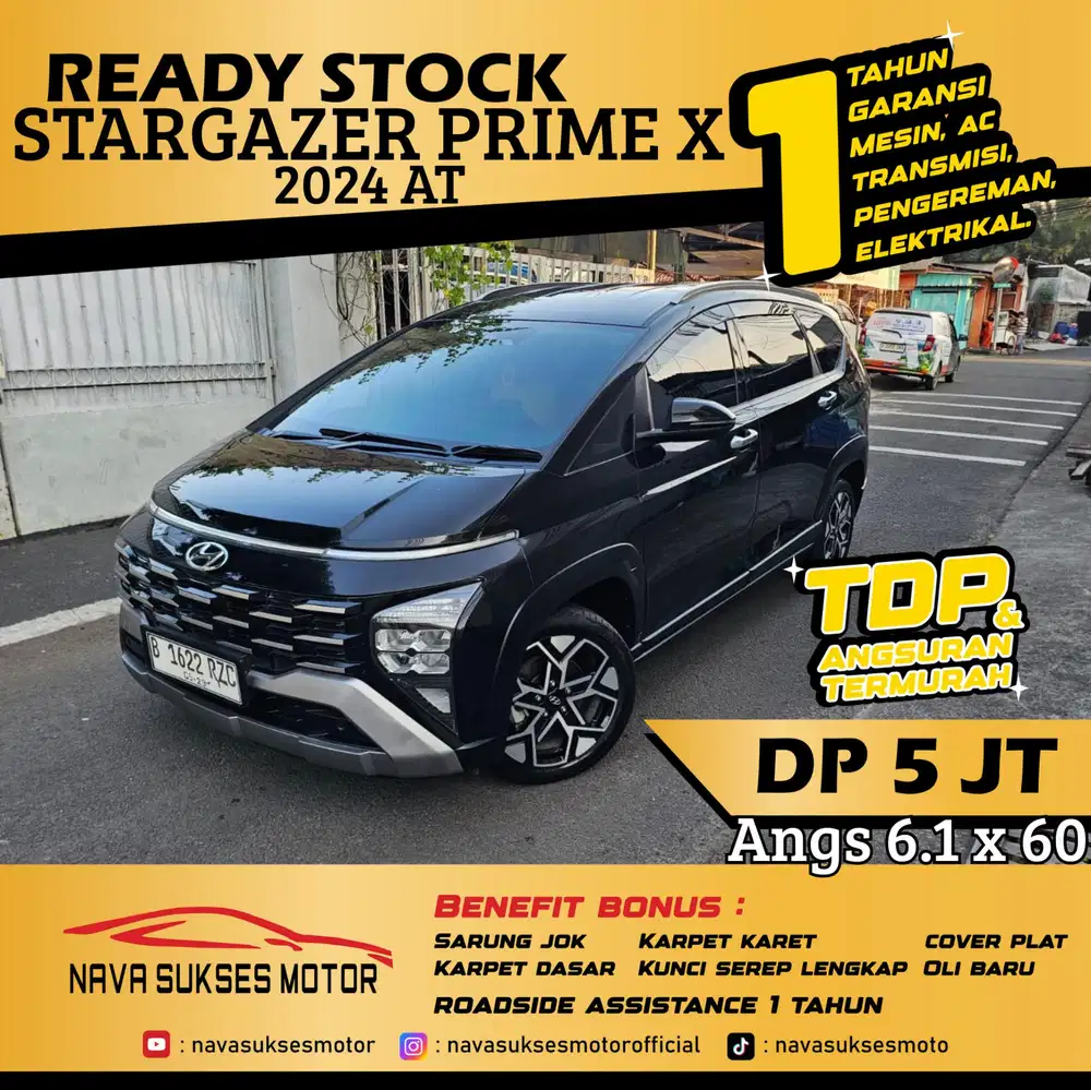 TDP 5Jt Angs Termurah Hyundai Stargazer Prime X 2024 Matic Hitam LowKm