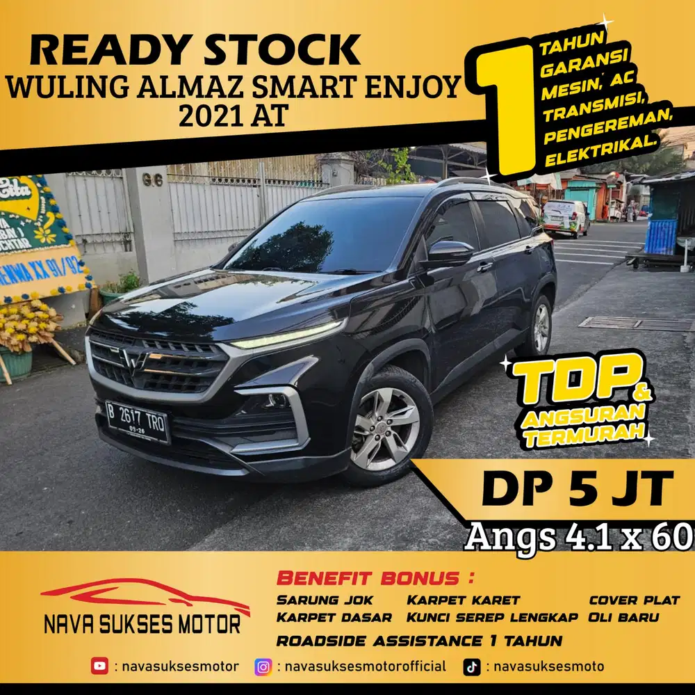 TDP 5Jt Angs Termurah Wuling Almaz Smart Enjoy 2021 Matic Hitam Low Km