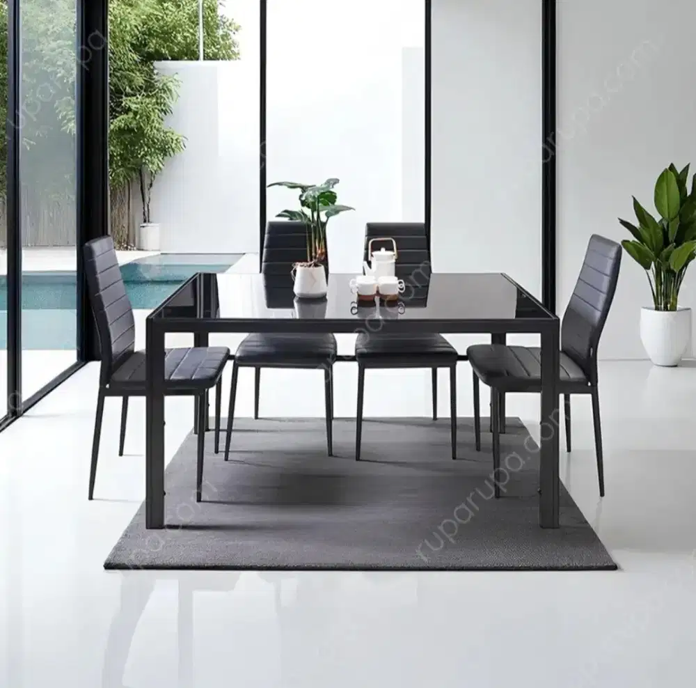 Informa Marven Beta Set Meja Makan 4 Kursi - Hitam