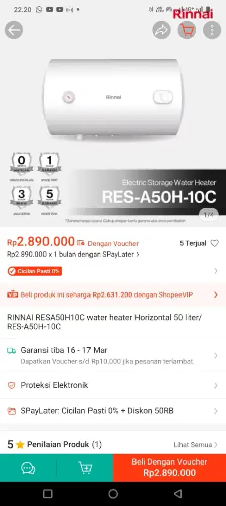 Dijual Water Heater
