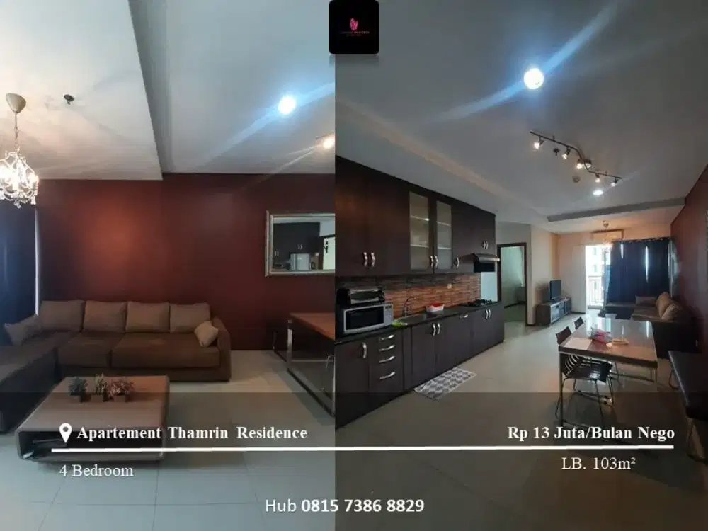 Disewakan Apartement Thamrin Residence Mid Floor 3BR Furnished
