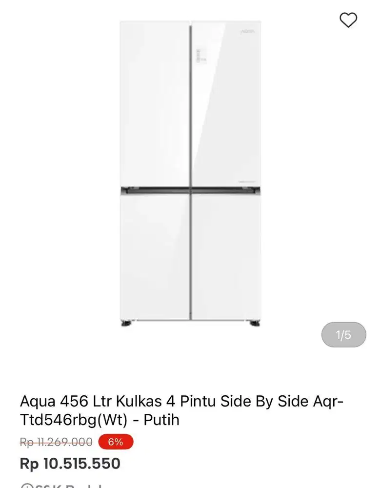 KULKAS AQUA MULTIDOOR TAMPERED GLASS 456liter