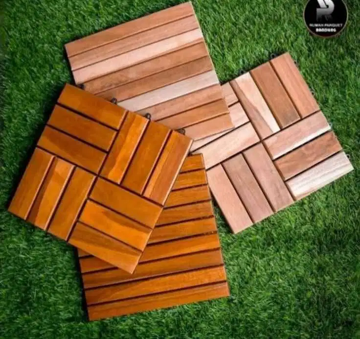 parket lantai kayu decking tile gardentile jati ukuran 30 x 30 cm