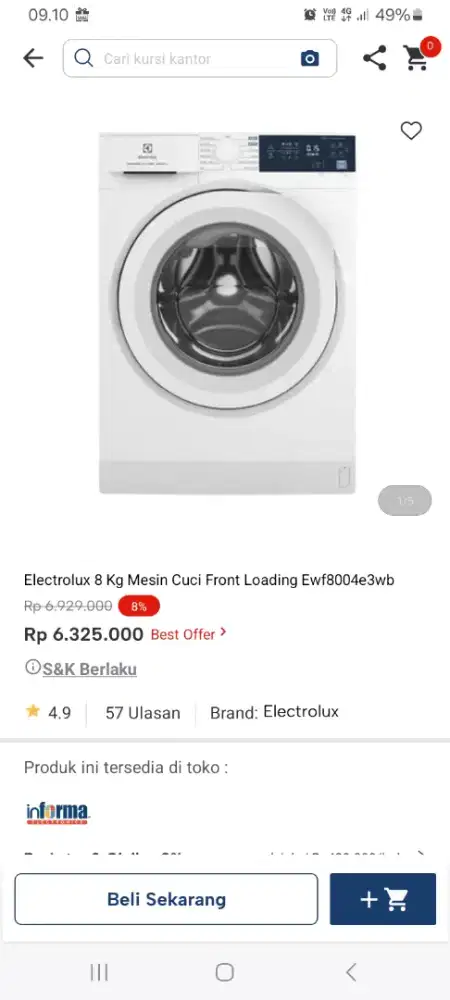 PROMO KREDIT ELECTROLUX 8KG MESIN CUCI FRONT LOADING