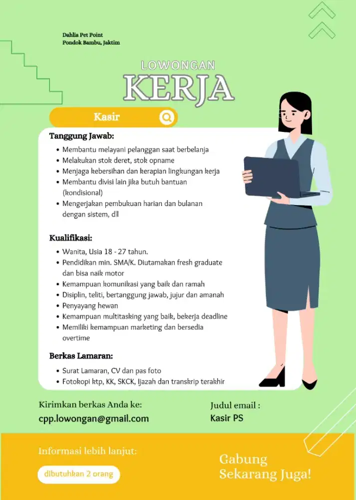 Kasir/ resepsionis petshop
