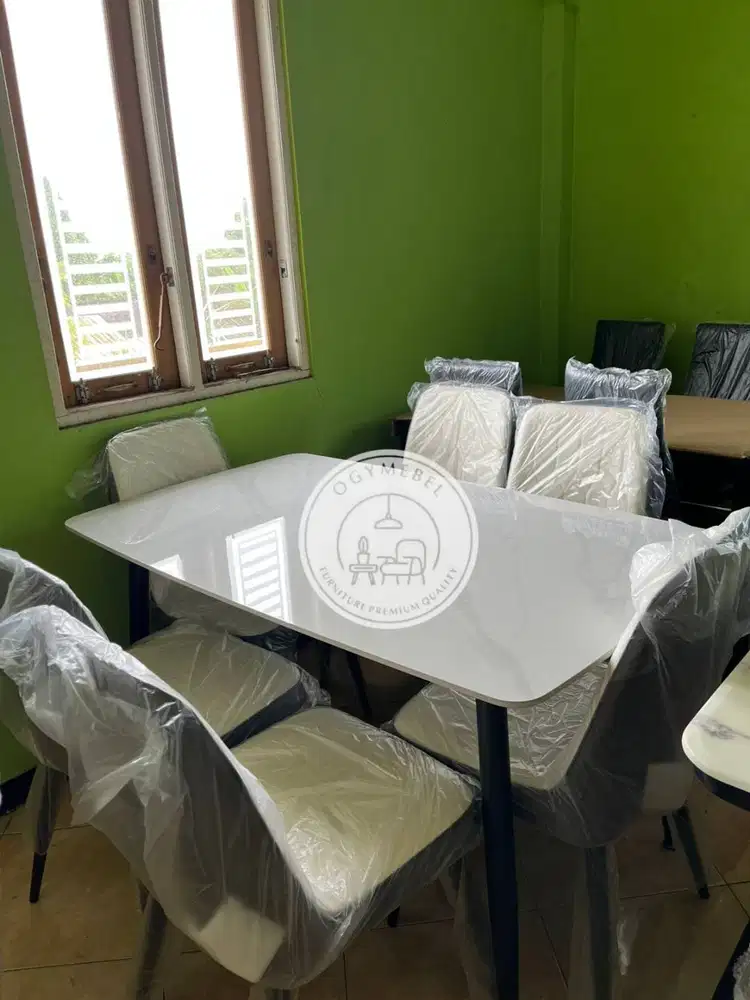 PROMO SALE MEJA MAKAN MARMER 6 KURSI GRATIS ANTAR