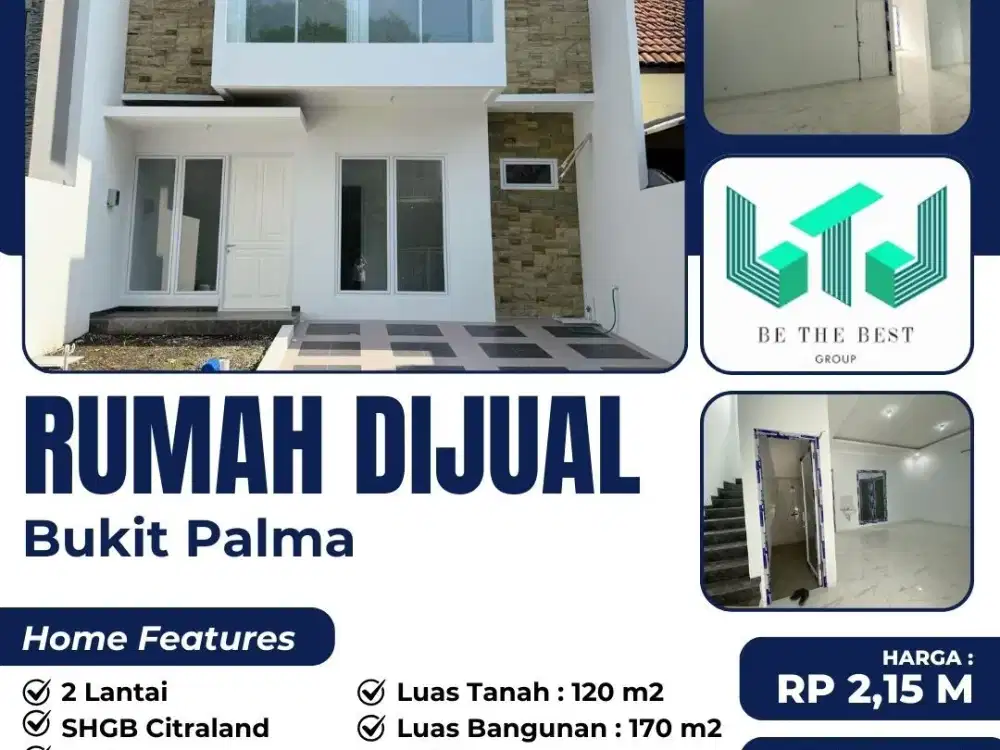 2 LANTAI – SIAP HUNI!! JUAL RUMAH BARU GRESS DI PERUM BUKIT PALMA – SURABAYA BARAT