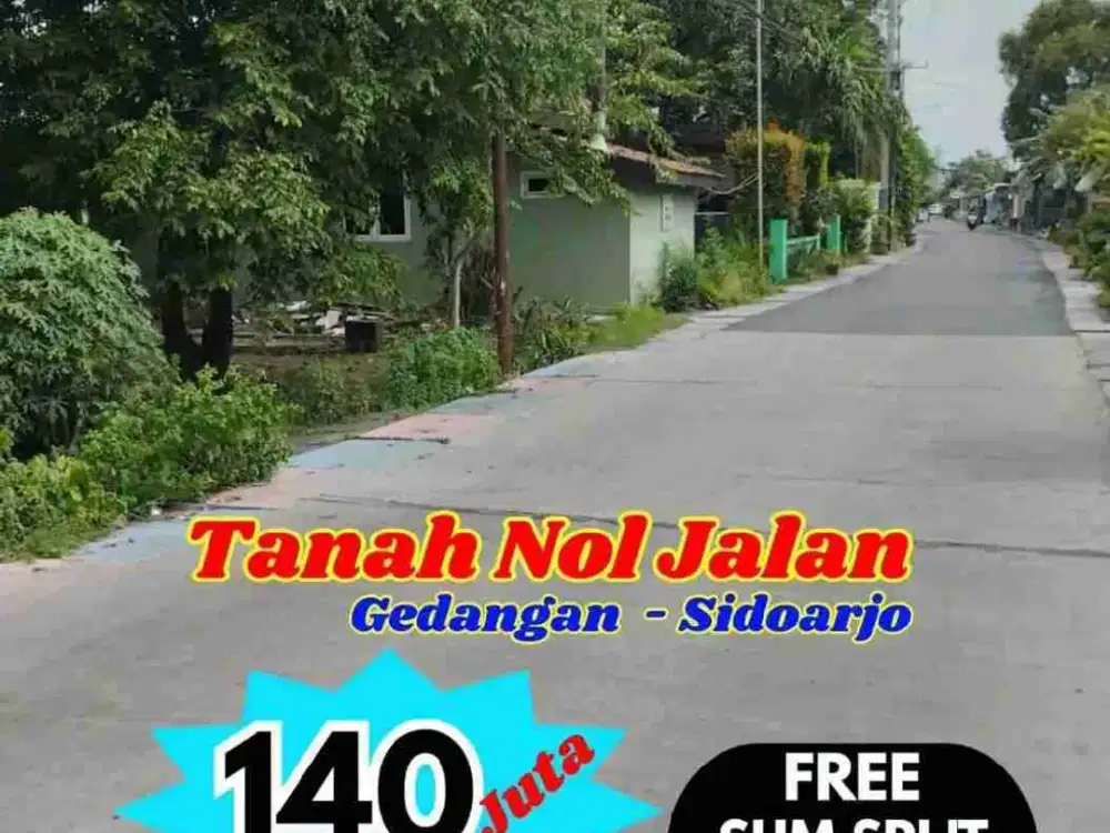 Tanah kavling siap bangun Nol jalan cor Gedangan Sidoarjo