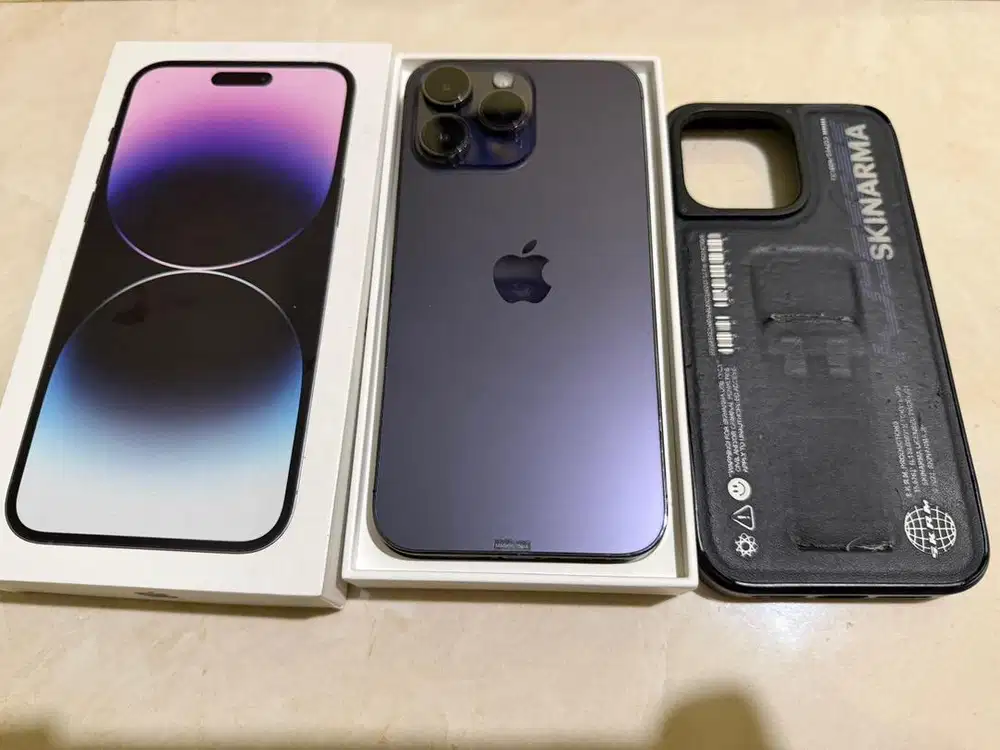 iPhone 14 Pro Max 128GB Ex iBox Fullset Mulus BH 85% Deep Purple