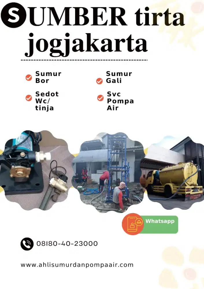 Sedot WC tinja saluran mampet sumur bor gali suntik service pompa air