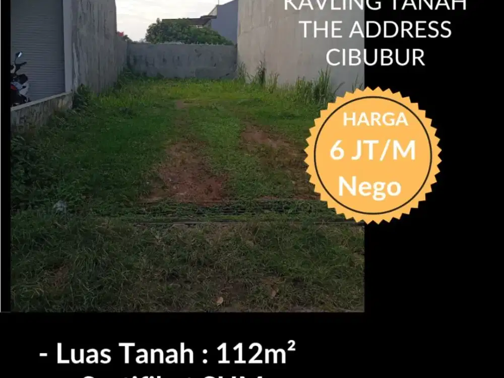 DIJUAL TANAH KAVLING DIDALAM PERUMAHAN THE ADDRESS CIBUBUR