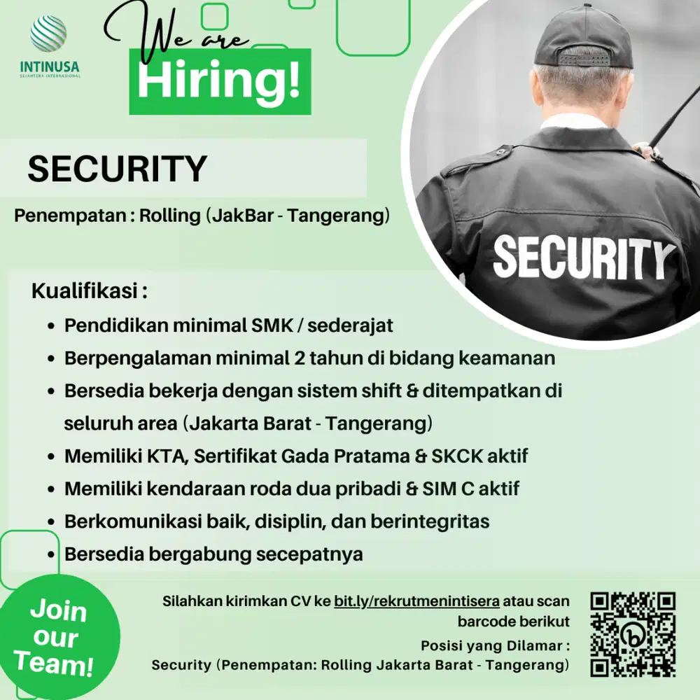 Loker Security (Rolling: Jakarta Barat - Tangerang)