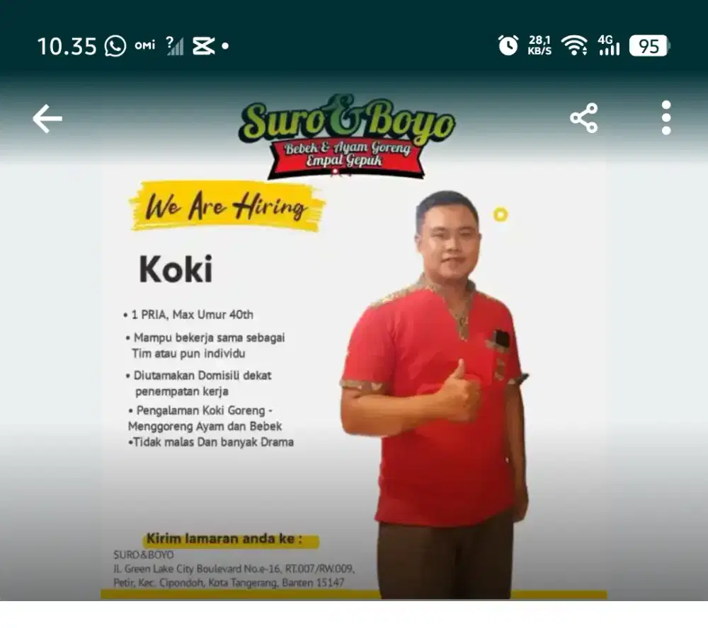 Dibutuhkan masak dan cuci piring segera