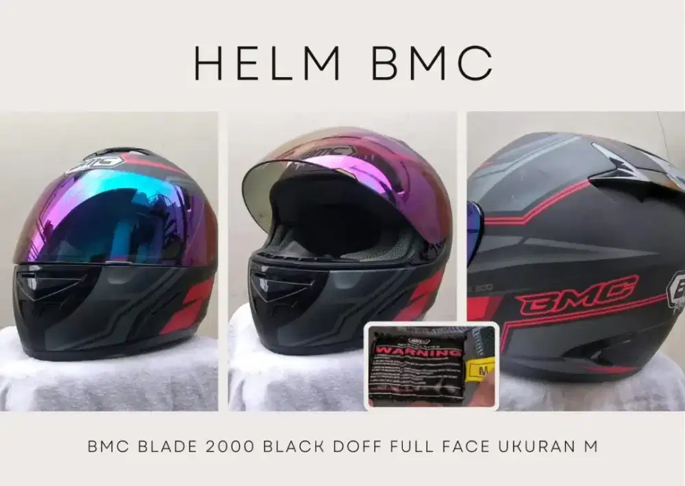 Helm full face BMC blase 2000 black doff, ukuran M
