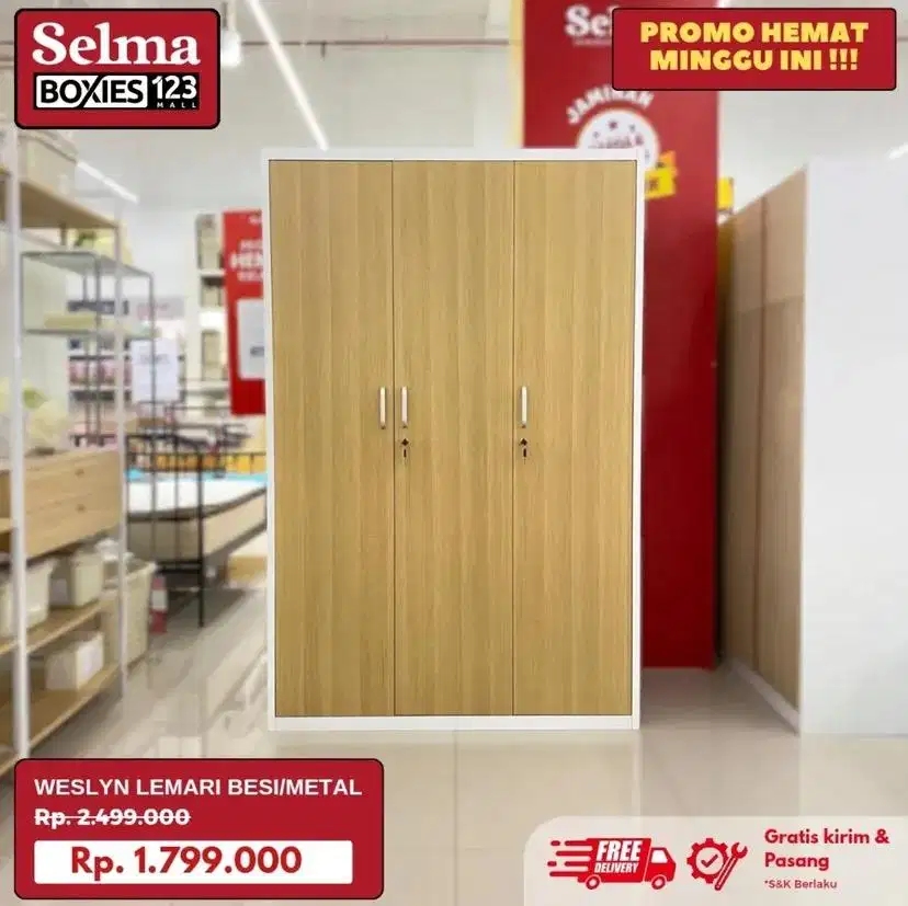 Lemari besi 3 pintu murah selma
