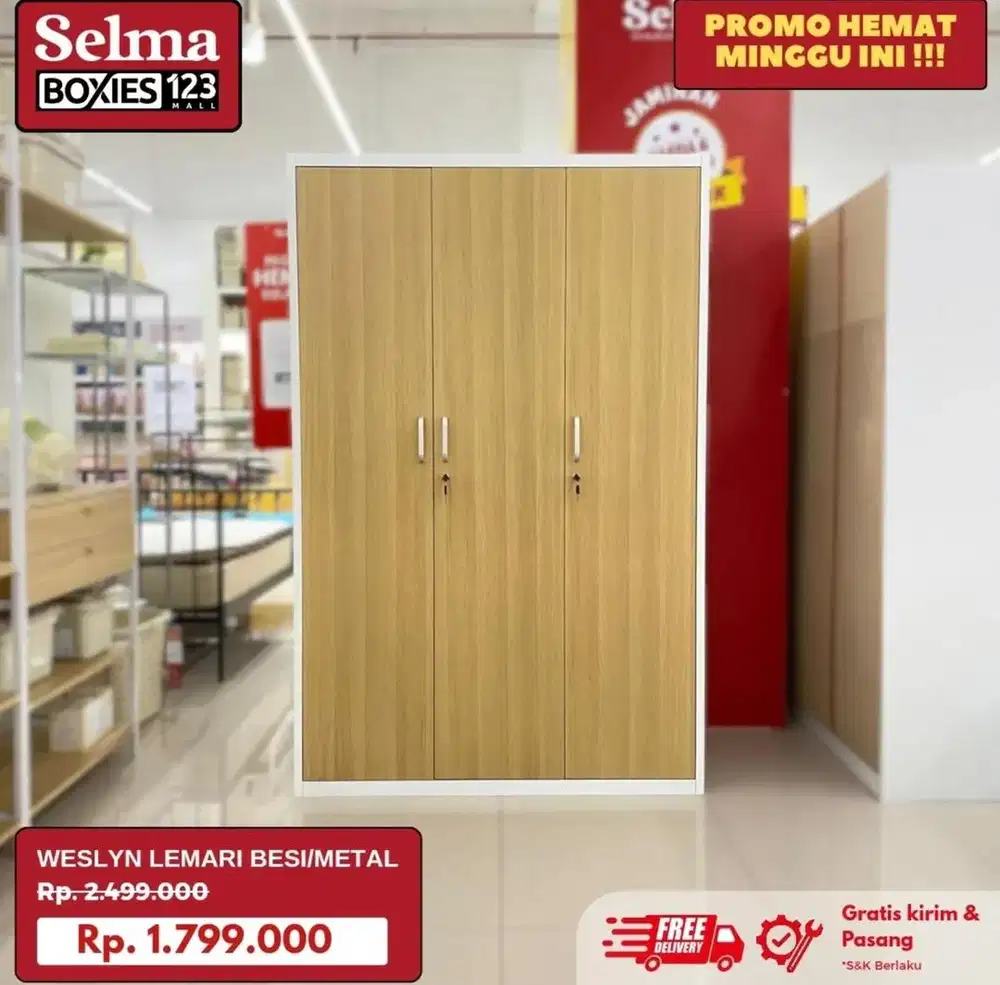 Lemari pakaian besi sliding