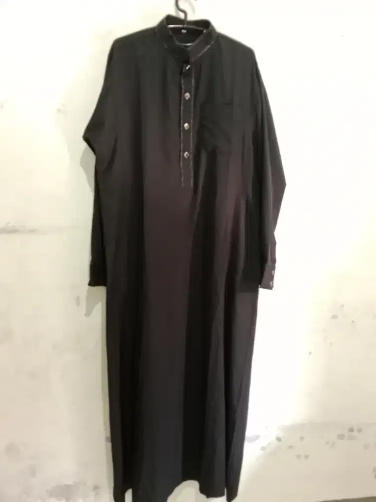 Gamis jubah hitam pekat XL