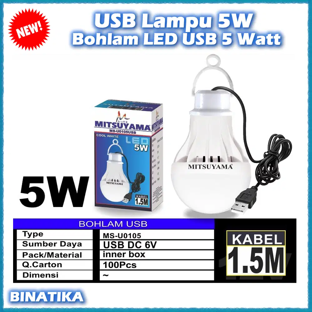 USB Lampu 5W Bohlam LED USB 5 Watt Original