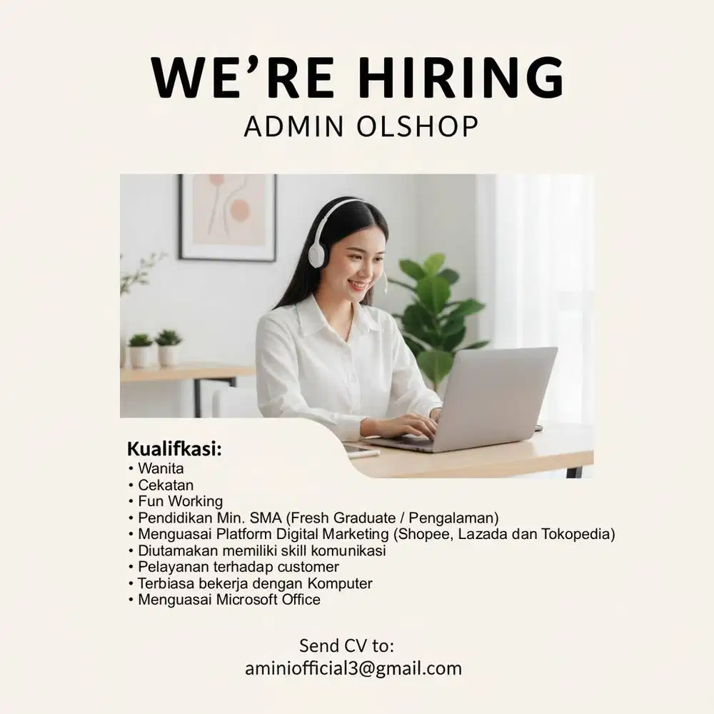 LOWONGAN KERJA ADMIN OLSHOP