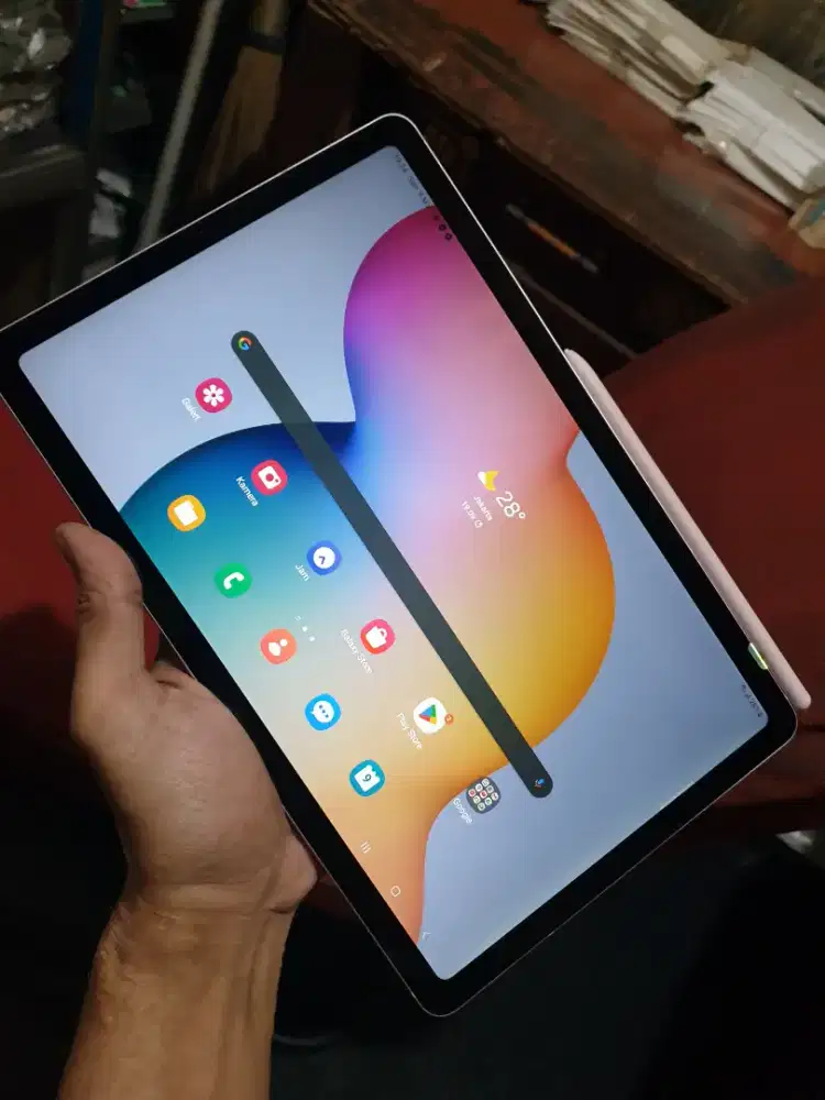 samsung tan s6 lite rosegold mulus 128gb murmer unit only